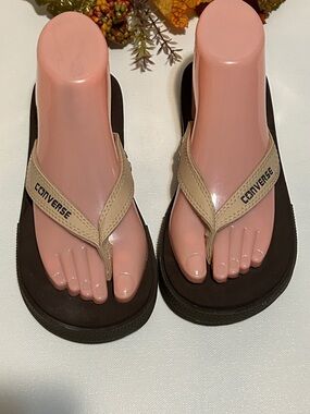 Converse Beige and Dark Brown Flip Flop Sandals